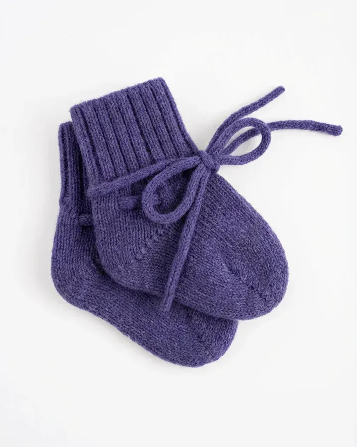 Merino wol babysokjes violet