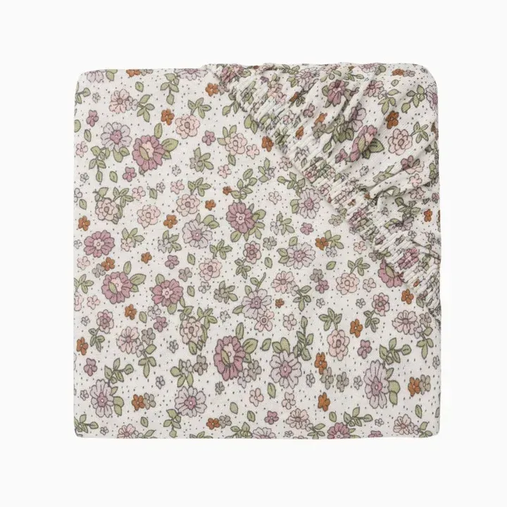 Hoeslaken wieg retro flowers -Jollein-