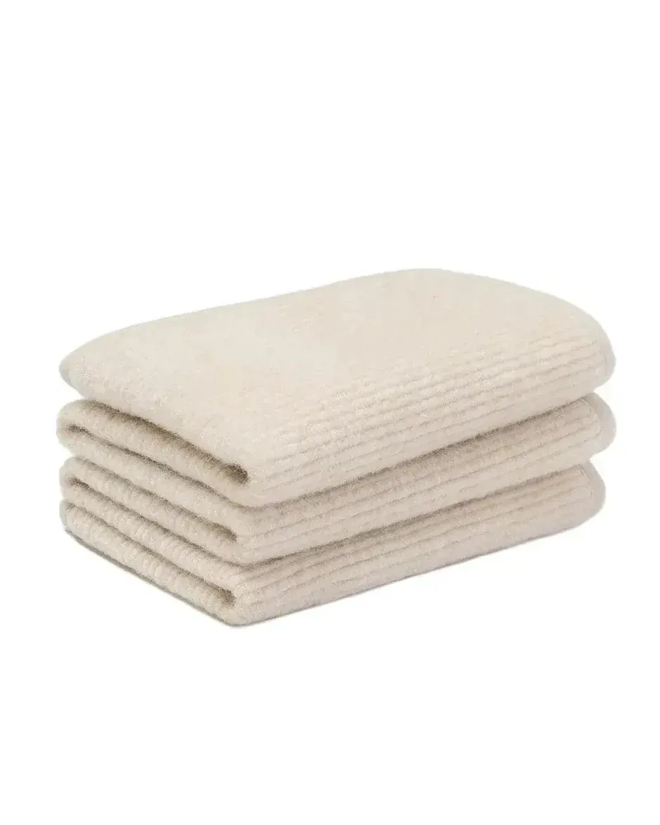 Wollen onderlegger/ onderdeken met rib structuur ledikant 60x120 cm- merino wol