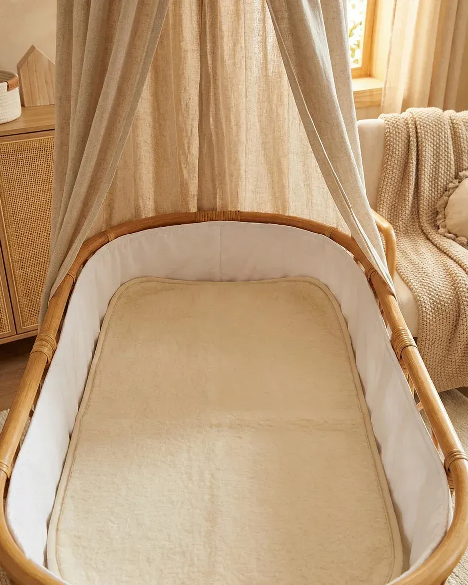 Wollen onderlegger/ onderdeken wieg 40x80 cm- merino wol naturel