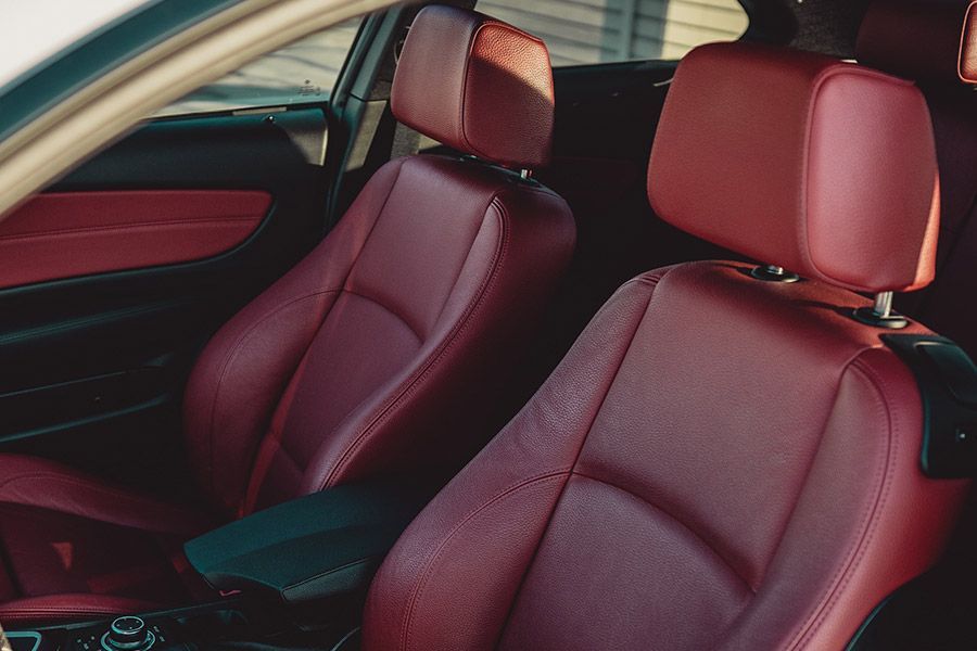 Red leather car seats.