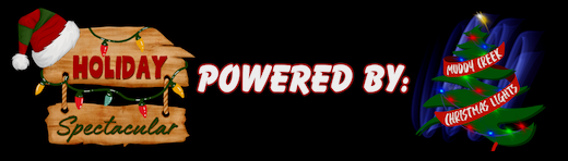 A sign that says ' holiday powered by ' on it