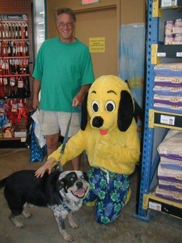 Owner, Dog and a Mascot — Salinas, CA — Pet Fun At Harden Ranch Plaza