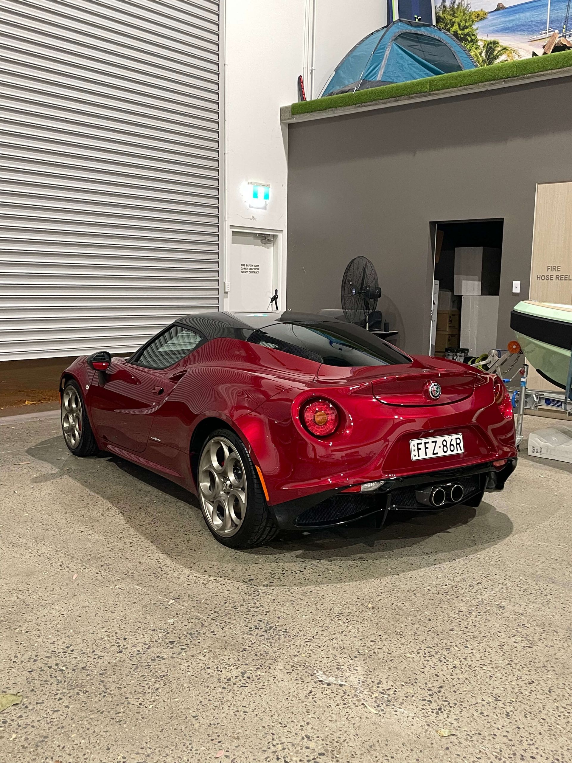 Back viewof the red car