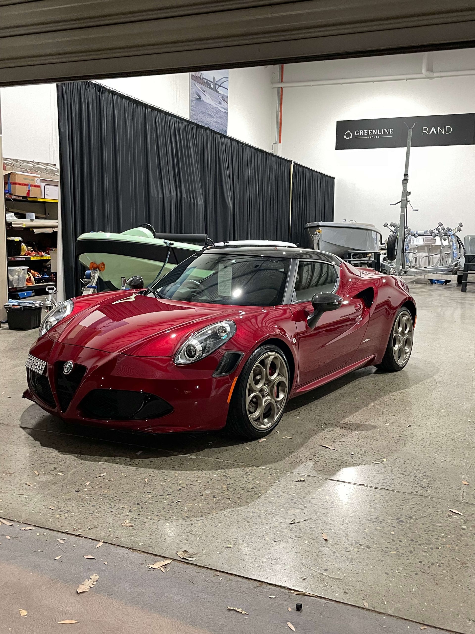 Red car in the garage