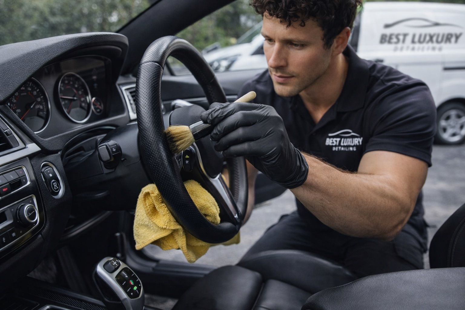 Best luxury detailing mobile interior detailing steering wheel
