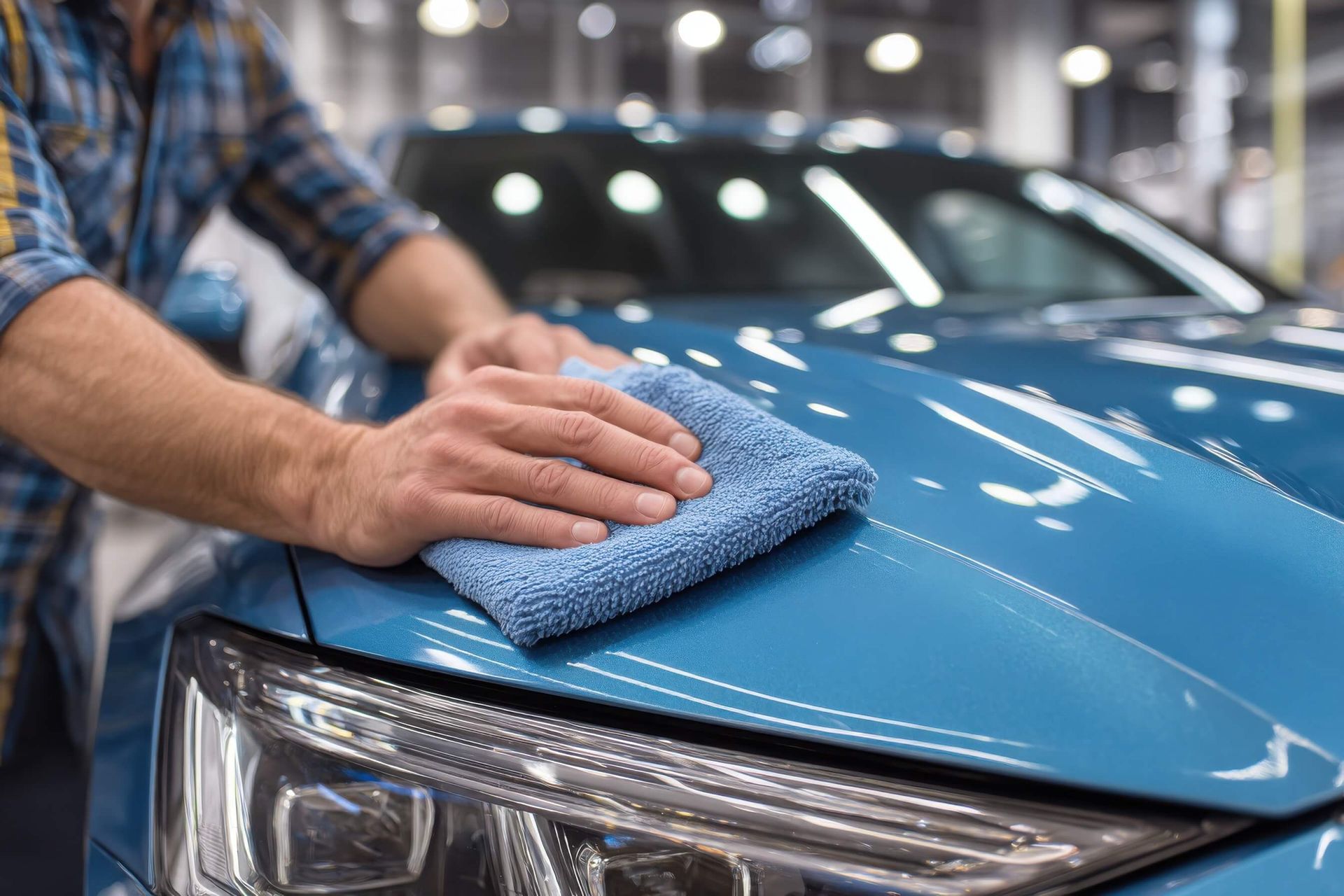 Microfiber polish blue car ceramic coat prep