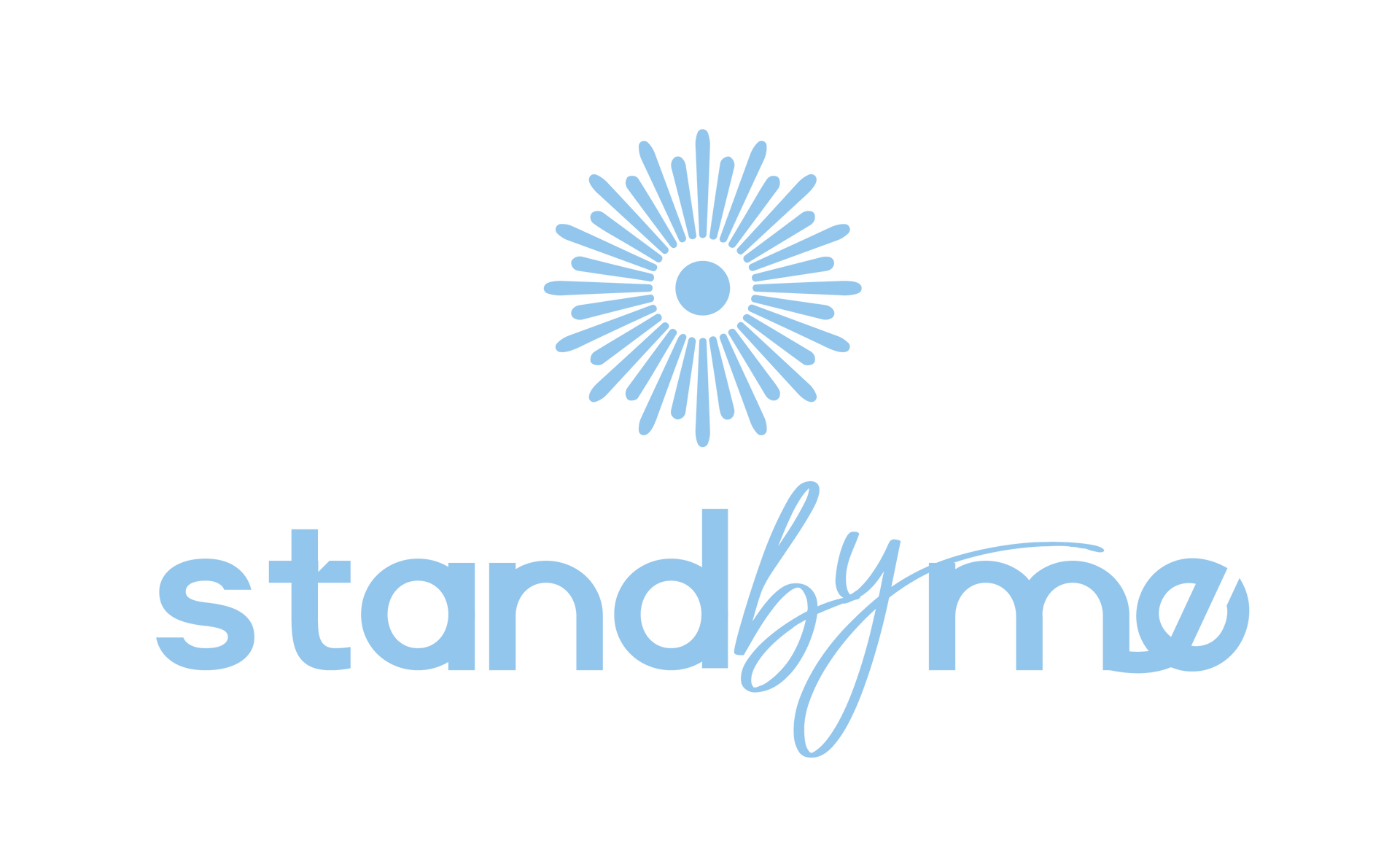 A blue logo for a company called standby me