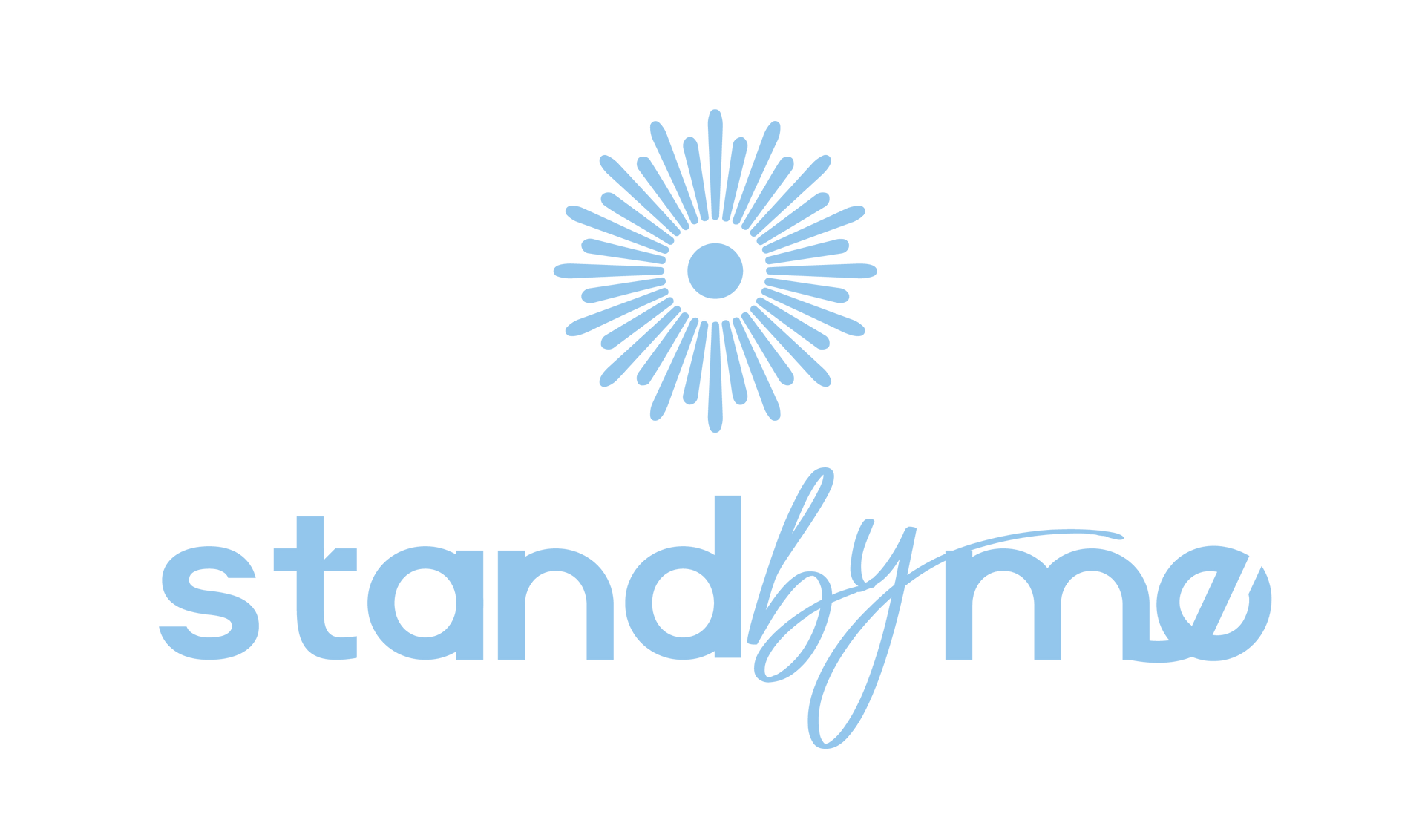 A blue logo for a company called standby me