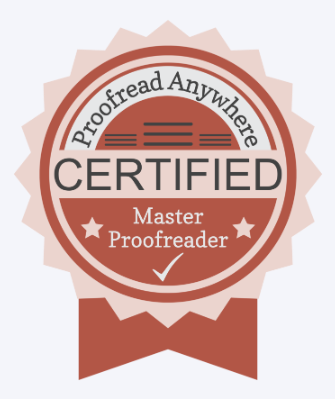 A proofread anywhere certified master proofreader badge