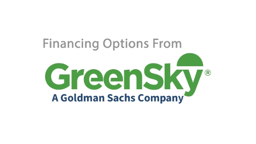 The logo for greensky is a goldman sachs company.