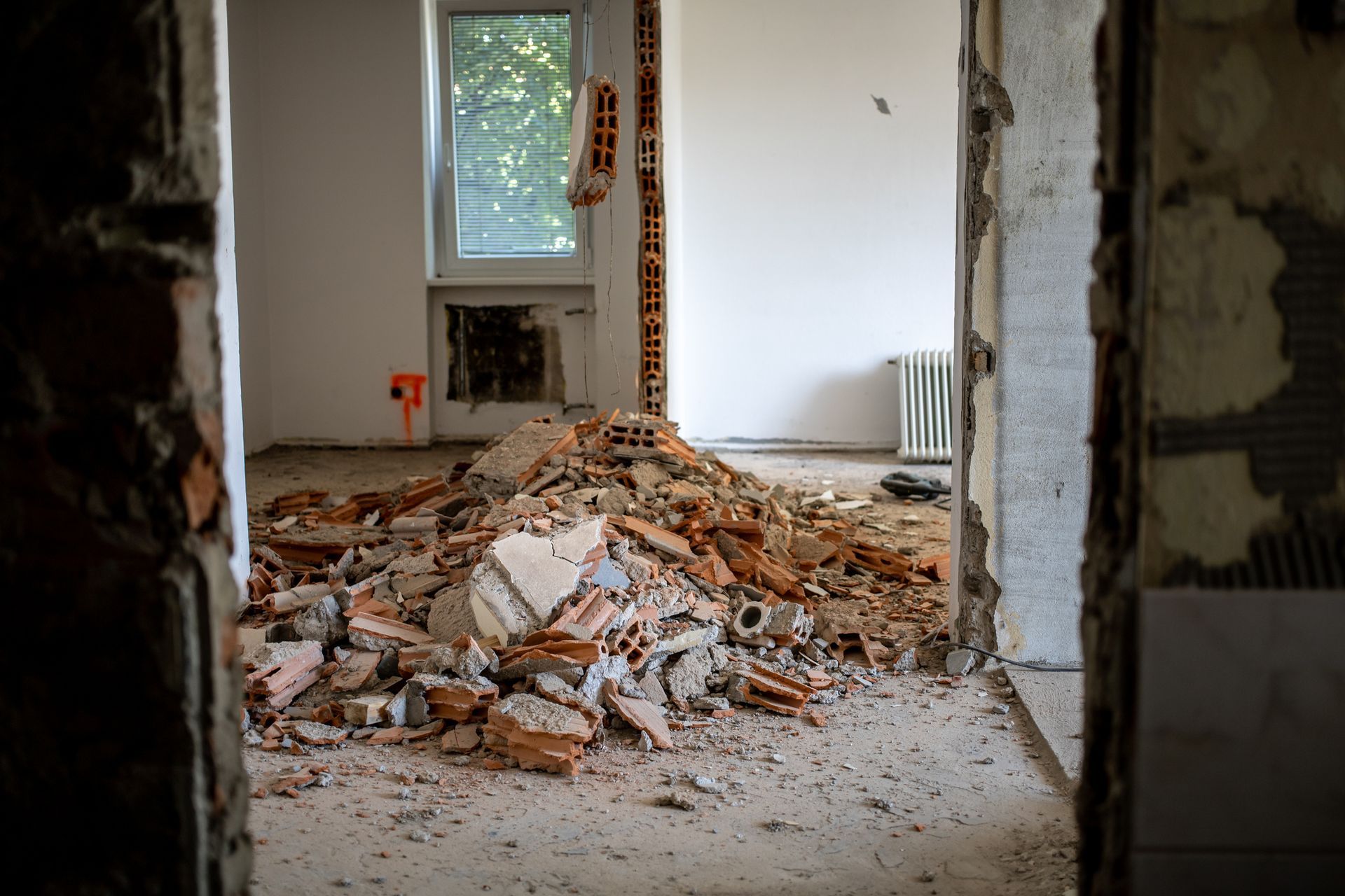 rubble from interior selective demolition