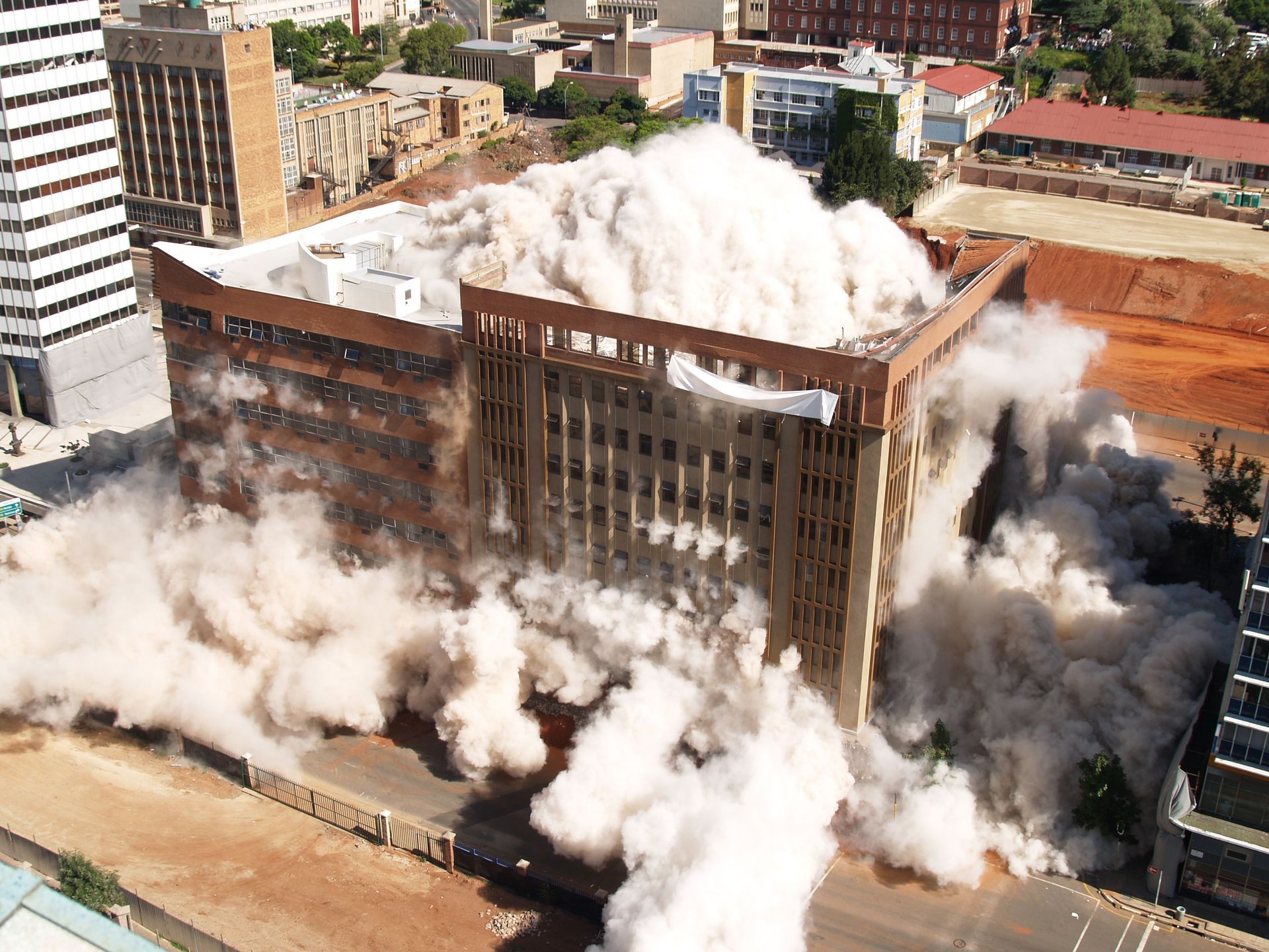 building implosion during demolition