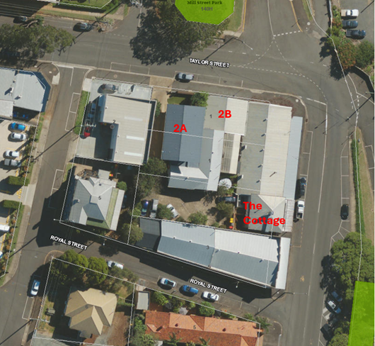Arial view of Taylor Street site.  