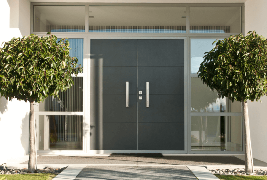 The Door Is A Deep Red, Berry Colour — High-Quality Fibreglass Doors in Mackay, QLD