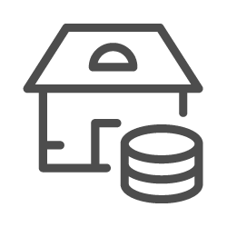 icon of house with coins next to it