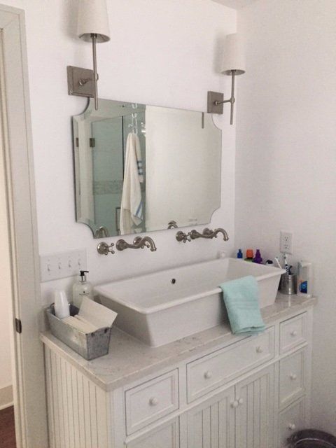 London Sky Quartz with eased edge and vessel sink