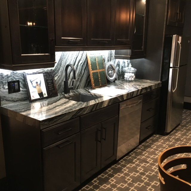 Theater Room - Mercury Black Marble Countertops