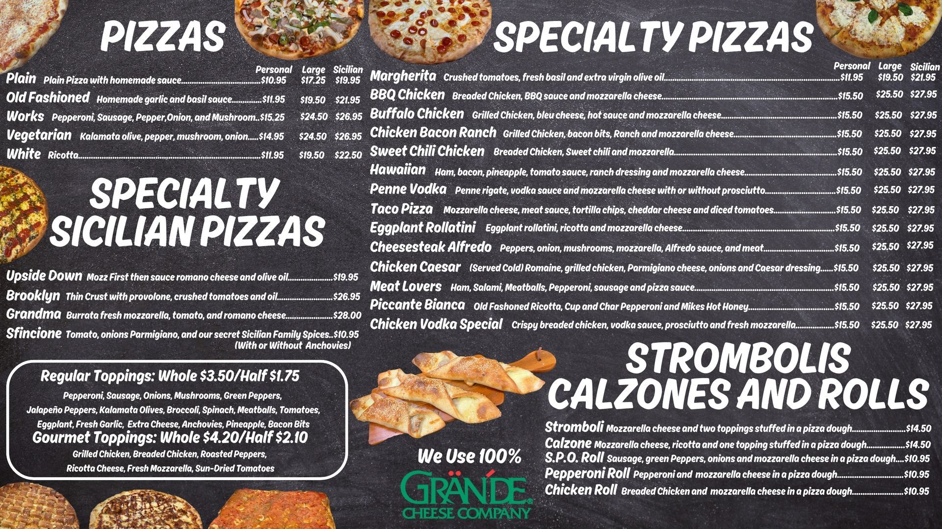 Pizza and specialty pizza menu at Edison Pizza in Edison NJ