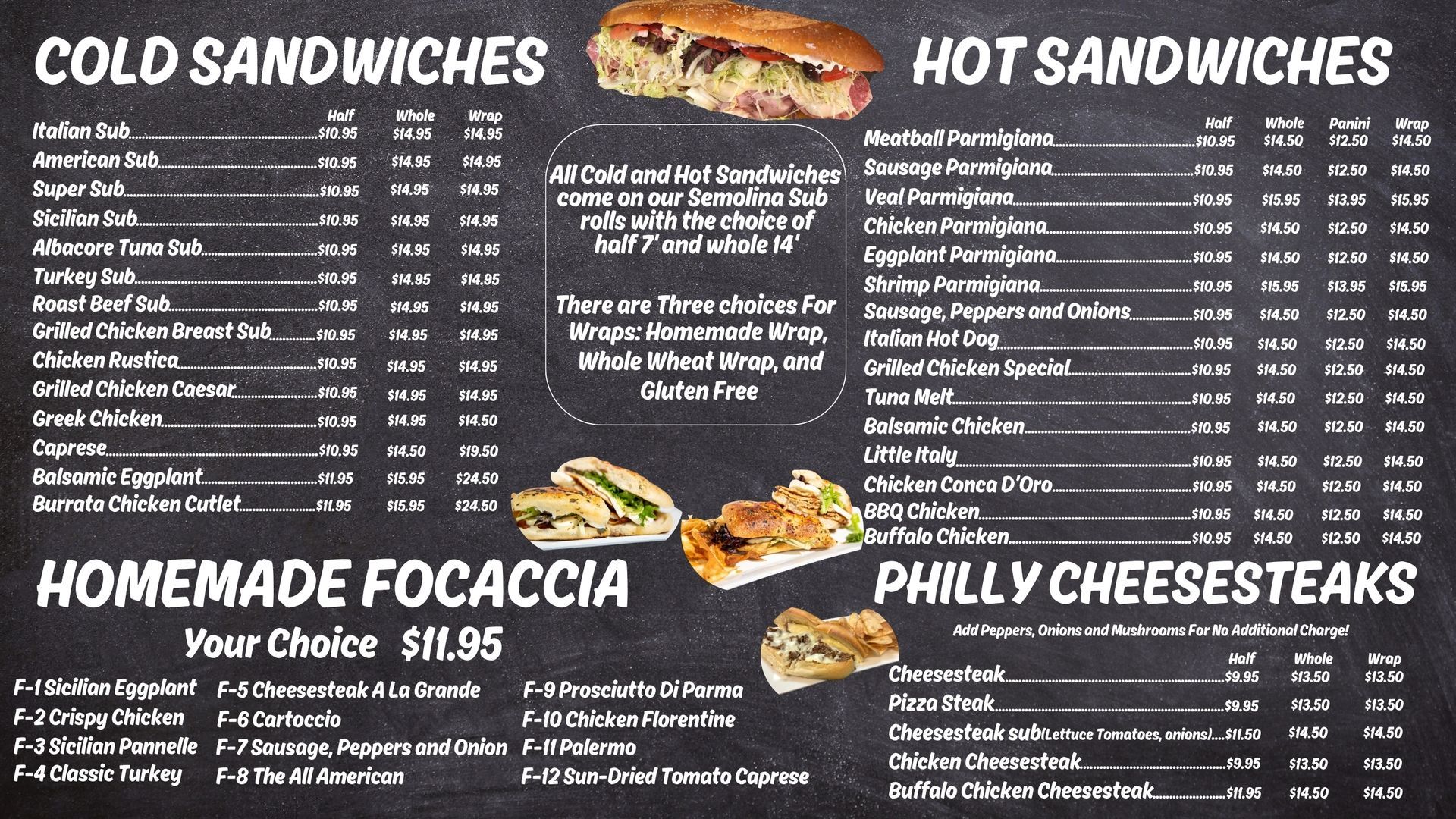 Cheesesteaks, burgers and gluten free menu at Edison Pizza in Edison NJ