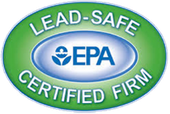 A lead safe certified firm logo on a white background