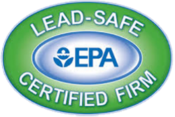 A lead safe certified firm logo on a white background