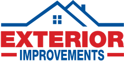 The logo for exterior improvements shows a house with a blue roof.