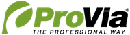 The provia logo is green and black and says the professional way