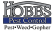 Hobbs Pest Control logo. Gray roof above bold text 