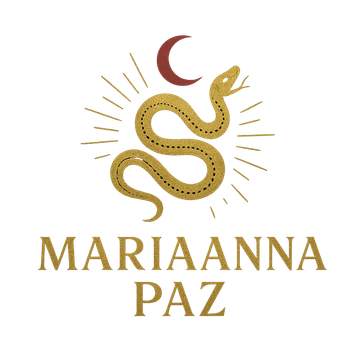 Logotipo de cobra e lua dourada com texto