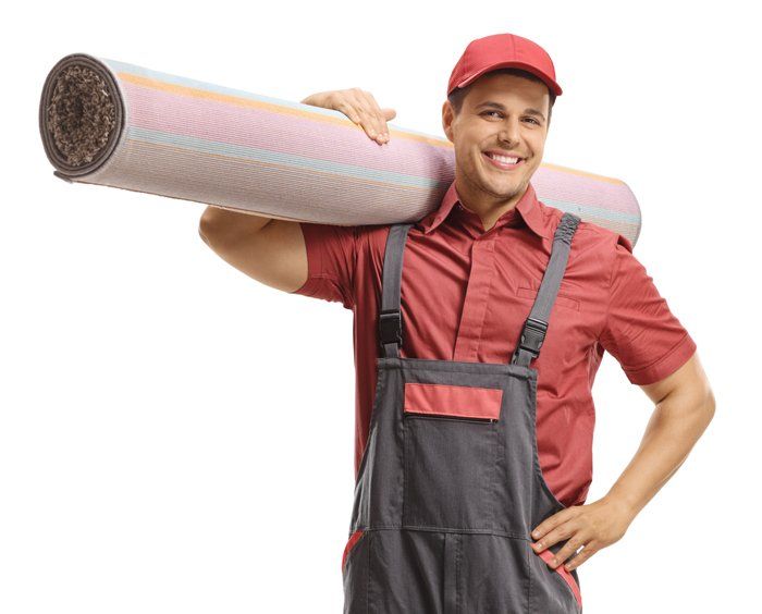 Man Holding a Carpet — Cordova, TN — Roto Clean
