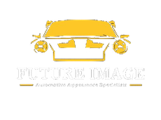 A white background with yellow text that says `` automotive detailing & paintless dent repair ''.