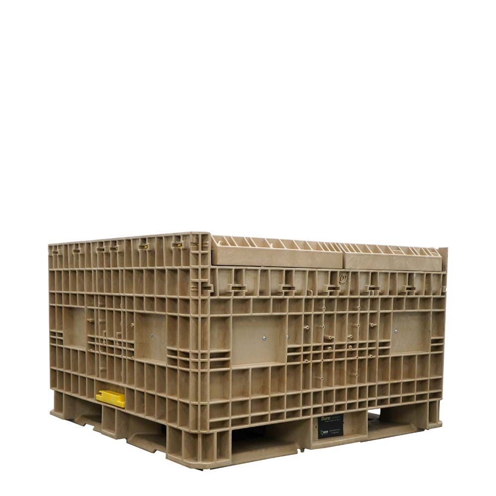 45x48x50 Collapsible Beige Hopper Bottom Fully Collapsed