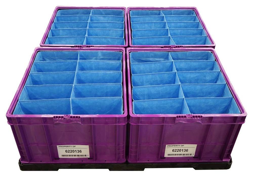 Custom bulk container with fabric dunnage