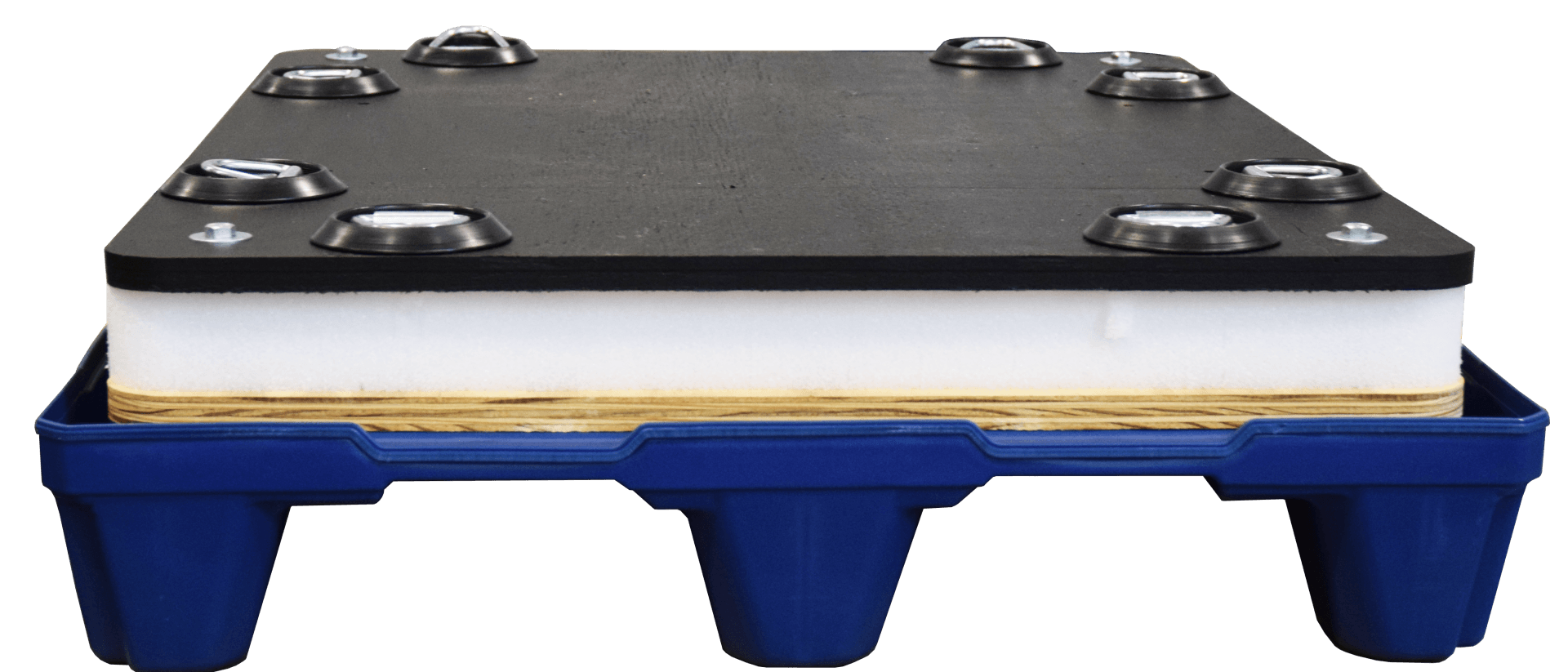 Side view of shock-absorbent pallet