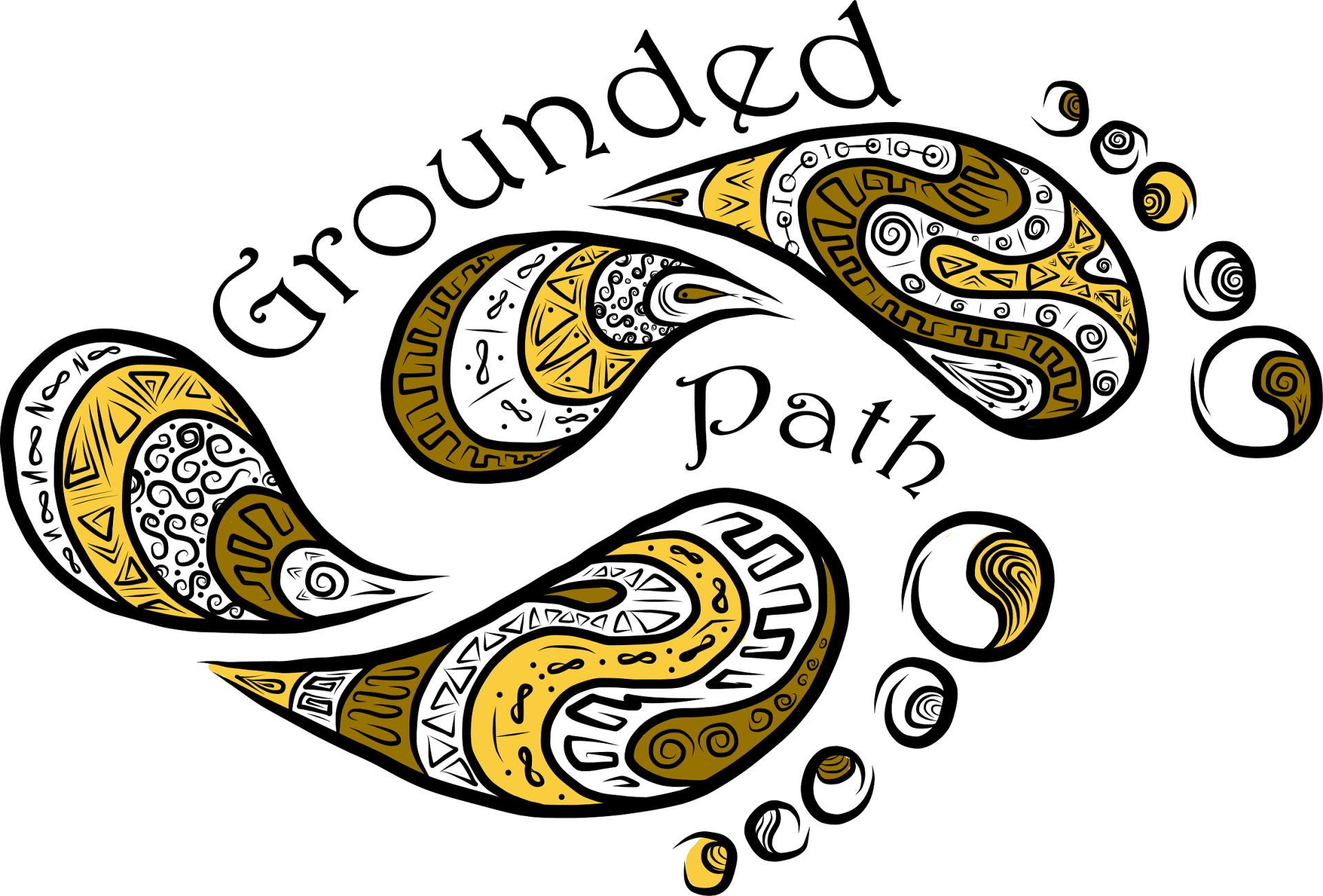 A drawing of a footprint with the words `` grounded path '' written around it.