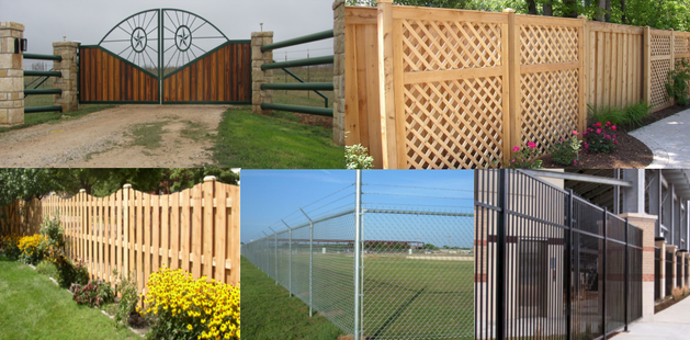 A collage of pictures of different types of fences