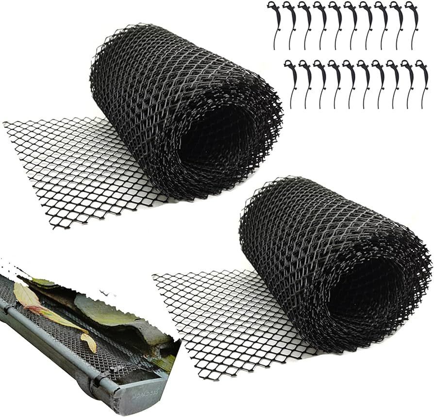 Plastic mesh roll gutter guard, designed to protect UK homes from rainwater damage.