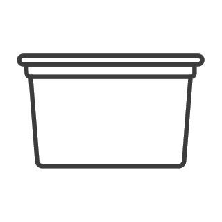 Contenitore rettangolare con bordo disegnato con contorno nero.