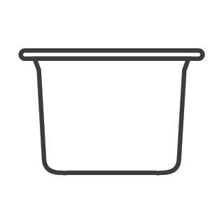 Profilo di un contenitore rettangolare con bordo leggermente svasato.