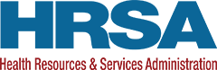 The logo for the health resources and services administration