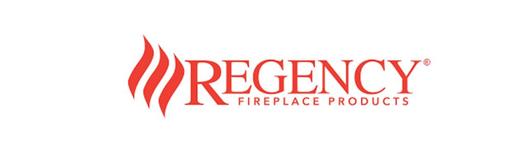 Regency Fireplace Products logo: red flame icon next to "REGENCY FIREPLACE PRODUCTS" in red text.