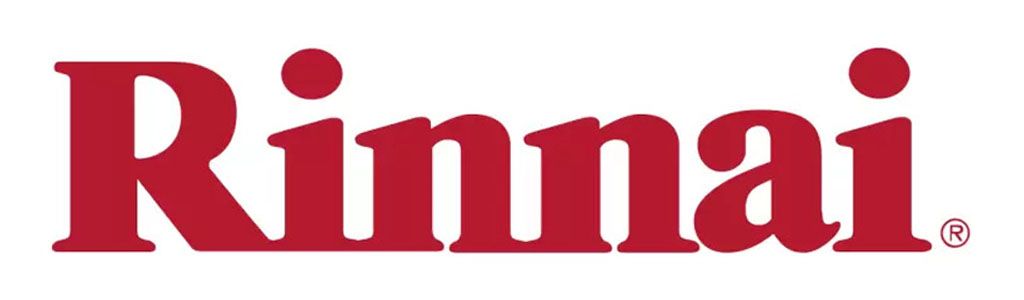 Rinnai logo in red on a white background.