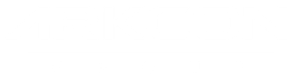 White horizontal banner with a centered black-and-white striped square logo on the right side.