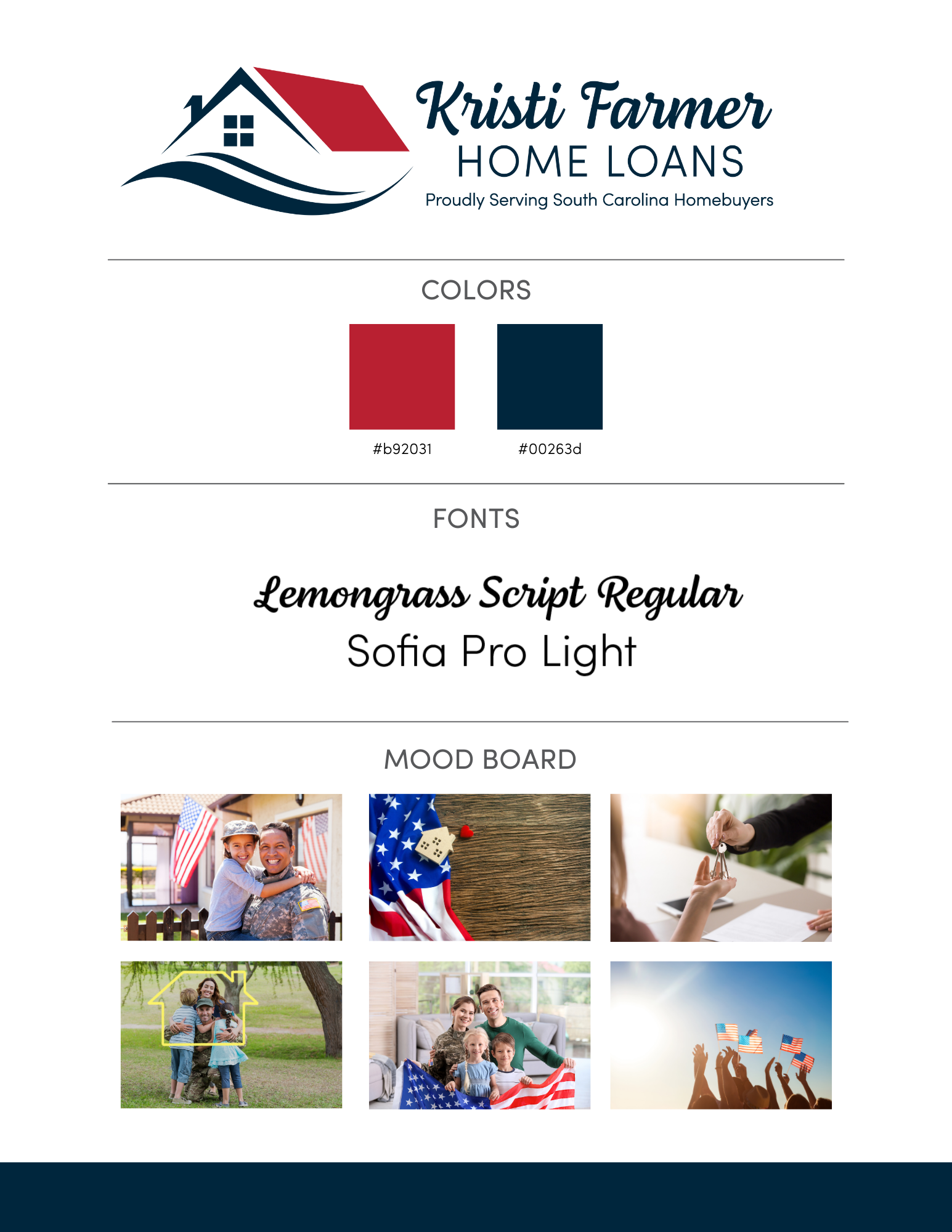 A brochure for kristi farmer home loans with a red house on it