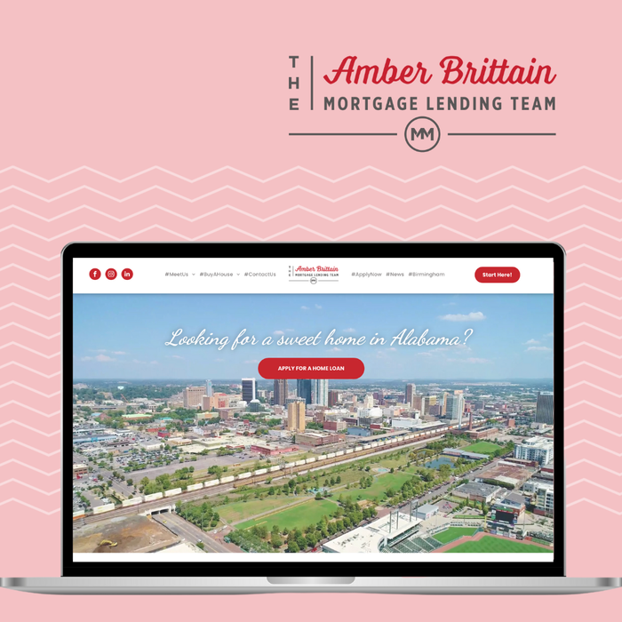 A laptop is open to a website for the amber brittain mortgage lending team