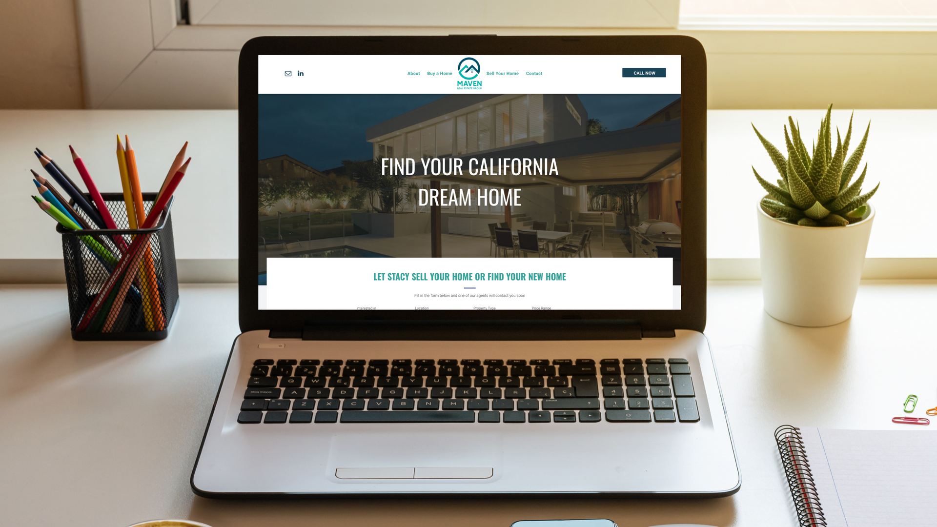 A laptop is open to a website that says find your california