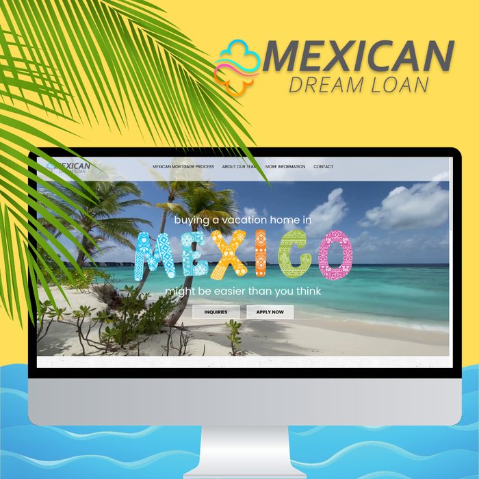 A computer monitor displaying a website for mexican dream loan