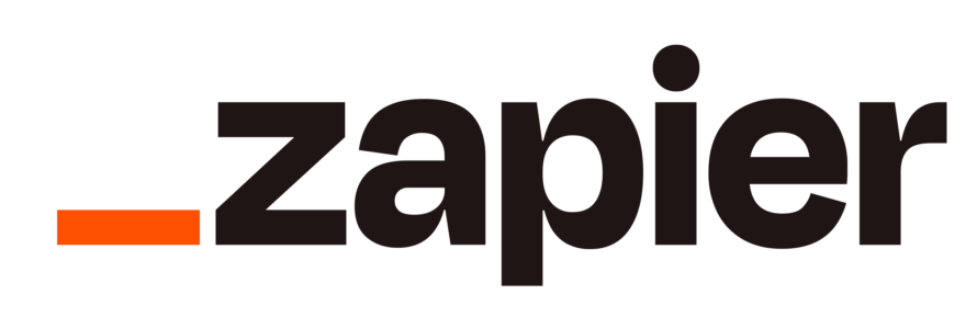 A black and orange logo for zapier on a white background