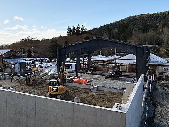 View of concrete foundation retaining wall at jobsite in B.C.